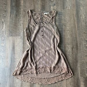 Sheer Lace Tunic Dress Boho Layering Piece Swim Cover Up Medium